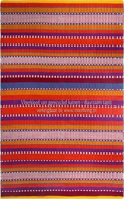 vloerkleed van gerecycled katoen  - gestreept patroon- multi red colour - diverse maten