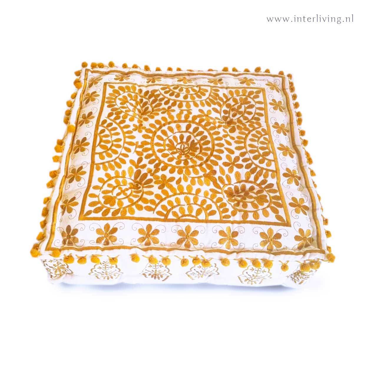 vloerkussen goa 60 x 60 cm - bruin - handgemaakt van katoen