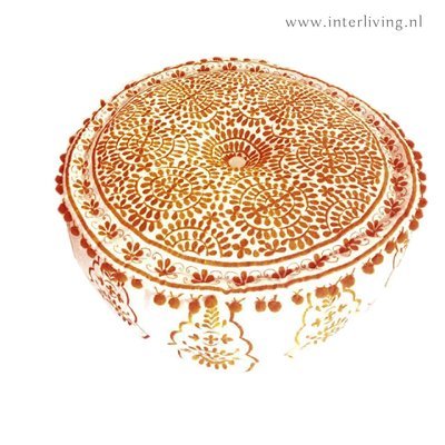 ronde poef goa 50 x 15 cm - bruin - handgemaakt van katoen ronde poef goa 50 x 15 cm - bruin - handgemaakt van katoen
