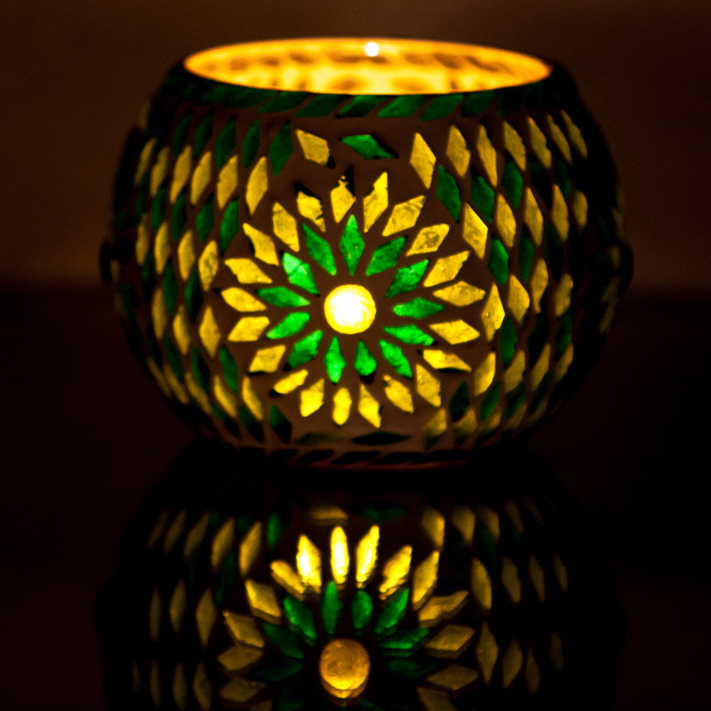 Waxinehouder mozaïek - turkish design groen