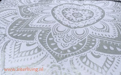 set Indiase kussenhoezen voor (euro) palletkussens - lotus print - kleur zilver met wit