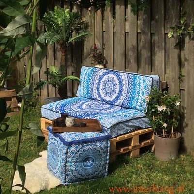 set Indiase kussenhoezen voor (euro) palletkussens - mandala
B print in aqua, groen en blauw kleur