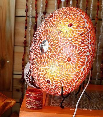 plafonnière mozaïek turks design - 38 cm- rood/oranje