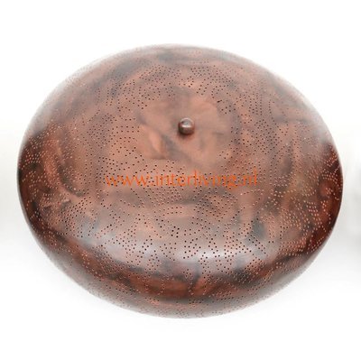 Gekleurde vintage filigrain plafonniere met een matte bruine zwarte finish - doorsnede 38 cm Gekleurde vintage filigrain plafonniere met een matte bruine zwarte finish - doorsnede 38 cm