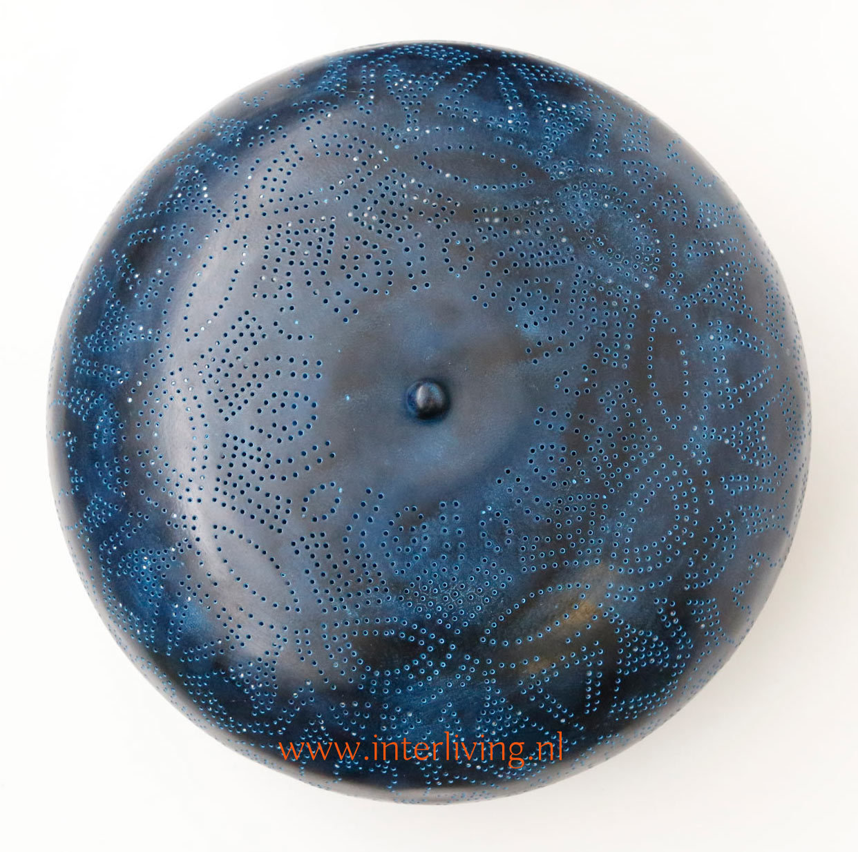 filigrain plafonniere een matte zwart blauwe finish - doorsnede 38 cm