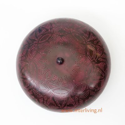Gekleurde filigrain plafonniere - donker metaal met vintage magenta - doorsnede 25 cm Gekleurde filigrain plafonniere - donker metaal met vintage magenta - doorsnede 25 cm