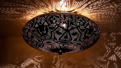 Actie: oosterse plafonnière filigrain 50 cm - zwart met goud Actie: oosterse plafonnière filigrain 50 cm - zwart met goud