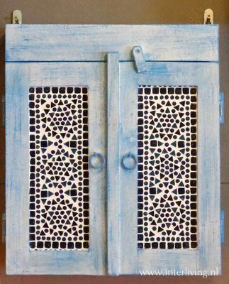 kastje recycled  wood - blue washed mozaiek