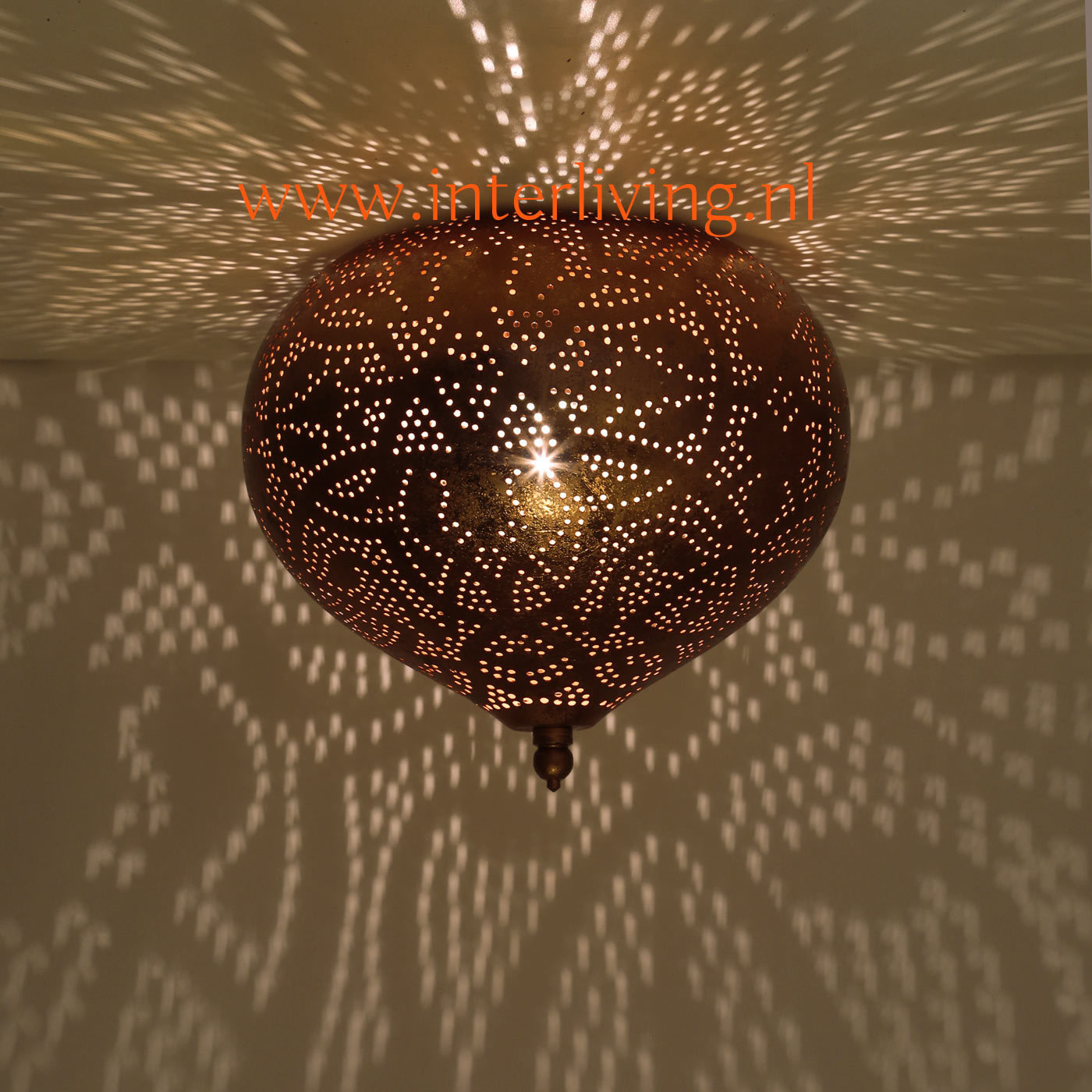 Plafondlamp filigrain - druppel model in vintage verweerd goud look