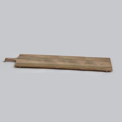 Kaasplank lang / borrelplank van mango hout - 100 x 16 cm - serveerplank met ophangkoortje van leer