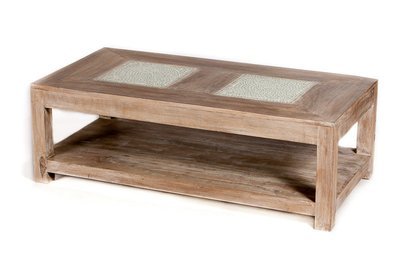 salontafel mozaïek transparant/ hout sheesam antique washed