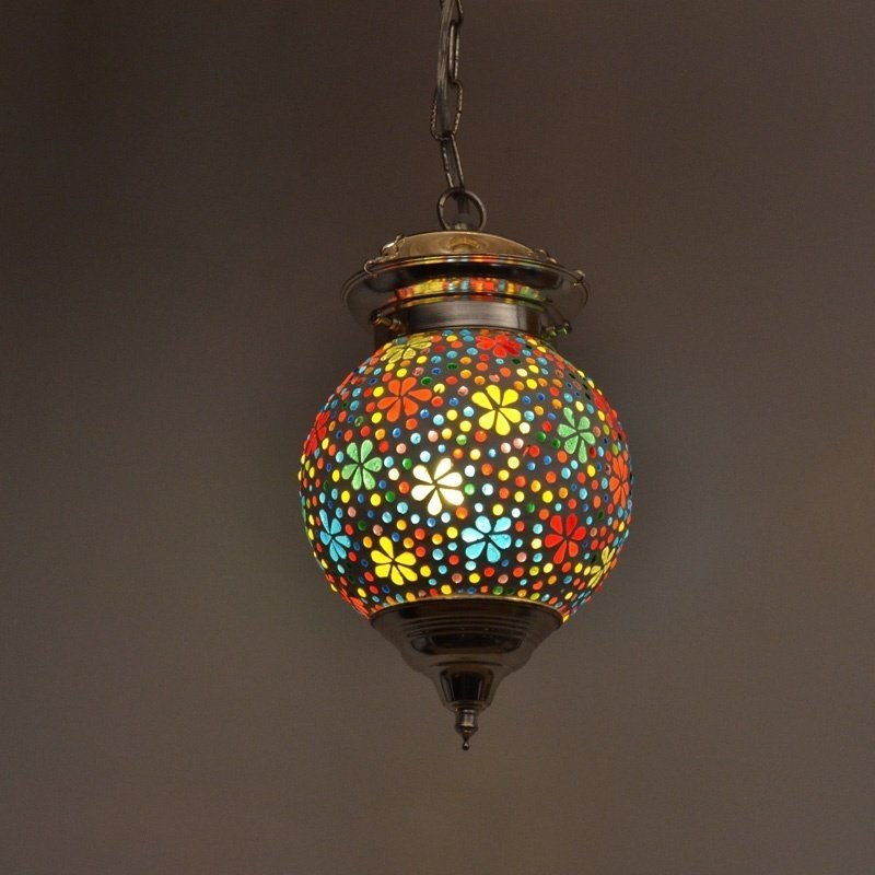 hanglamp bohemian bol flower design  - verlichting mozaïek multi colour