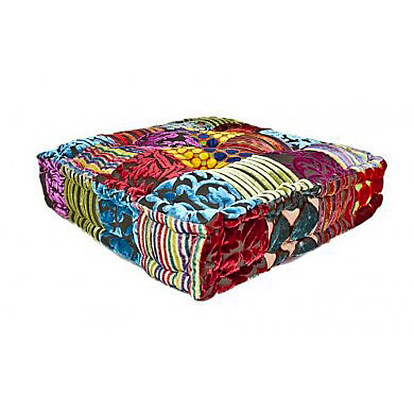 vloerkussen velvet patchwork multi colour