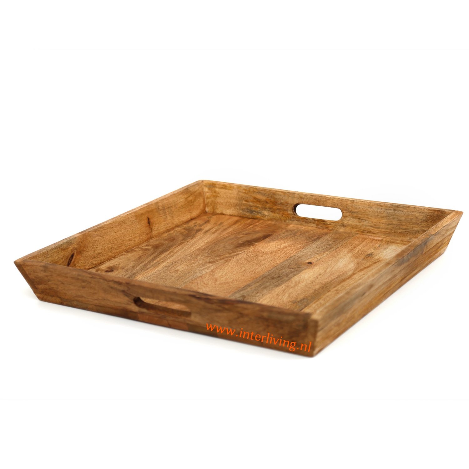 dienblad van naturel mangohout (onbehandeld) - vierkant model XL