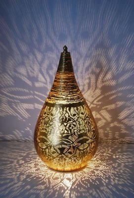 druppelmodel tafellamp - filigrain met gedraaid metaaldraad - vintage goud druppelmodel tafellamp - filigrain met gedraaid metaaldraad - vintage goud