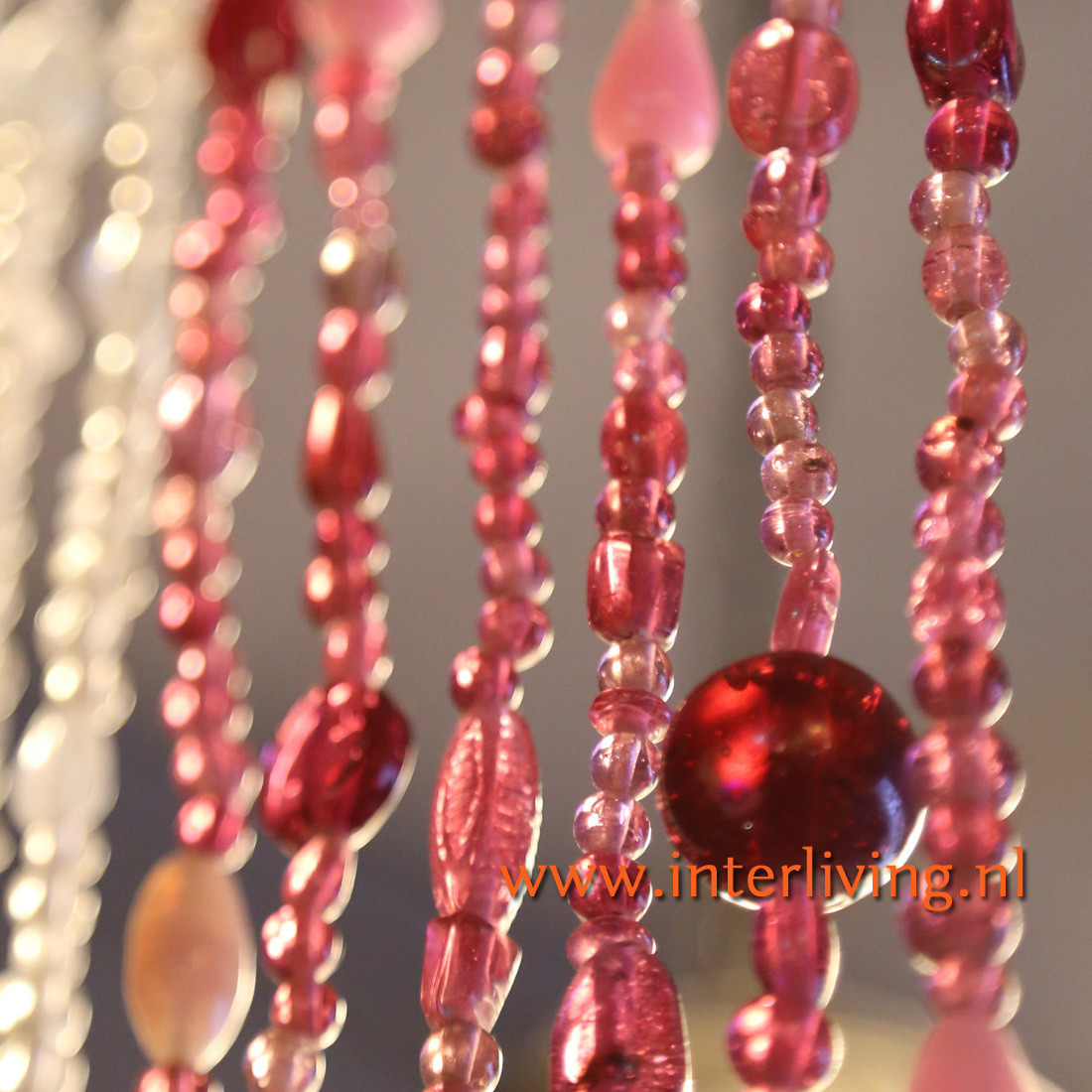 glaskralen gordijn 40 strings roze + gratis embrasse