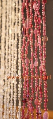 glaskralen gordijn 40 strings roze + gratis embrasse
