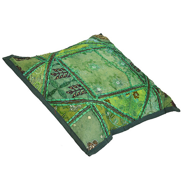 sierkussen patchwork groen