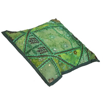 sierkussen patchwork groen