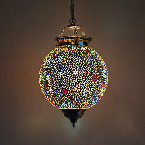 hanglamp bol flower design mozaïek multi colour - bohemian style