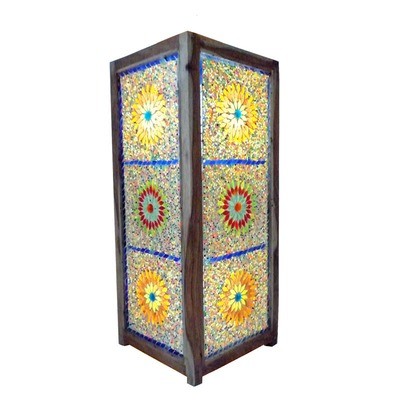 vloerlamp mozaïek &amp; kralen multi colour / hout unfinished 60 cm