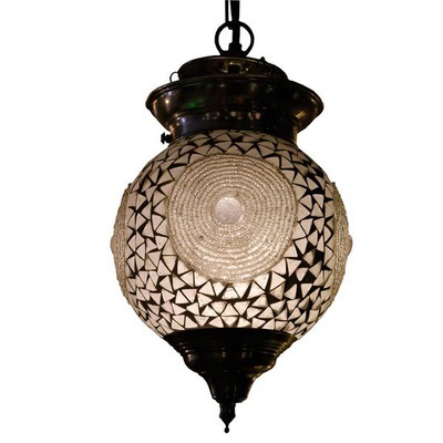 hanglamp bol transparant mozaïek beads & triangles hanglamp bol transparant mozaïek beads & triangles