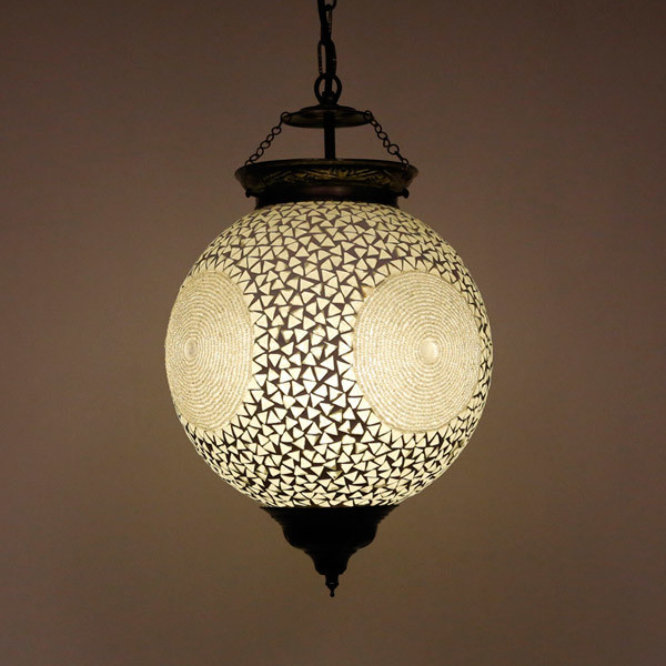hanglamp bol transparant mozaïek beads & triangles