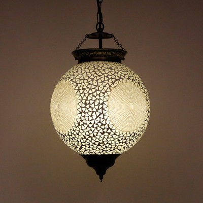 hanglamp bol transparant mozaïek beads & triangles hanglamp bol transparant mozaïek beads & triangles