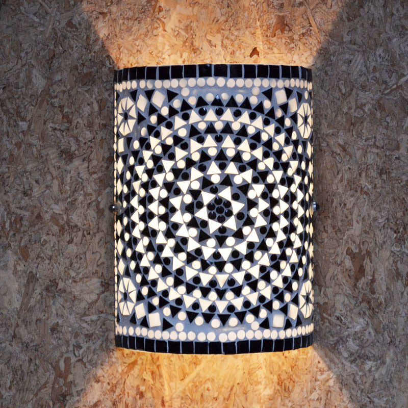 wandlamp mozaïek - zwart wit