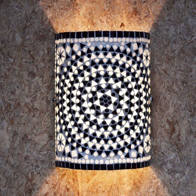 wandlamp mozaïek - zwart wit wandlamp mozaïek - zwart wit