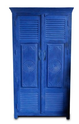 Indiase kast - finish &quot;deep blue&quot; 180 cm hoog