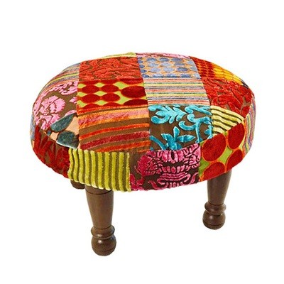 kruk laag met patchwork multi colour / massief hout