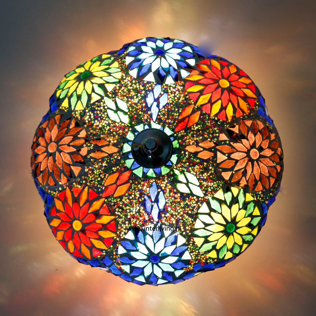 plafonnière mozaïek met kralen 25 cm - multi colour - model meloen