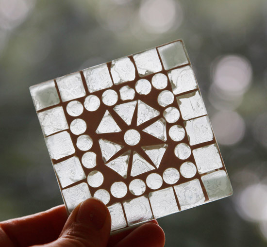 6 onderzetters glasmozaïek transparant