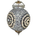 hanglamp bol mozaïek turkish design beads zwart wit