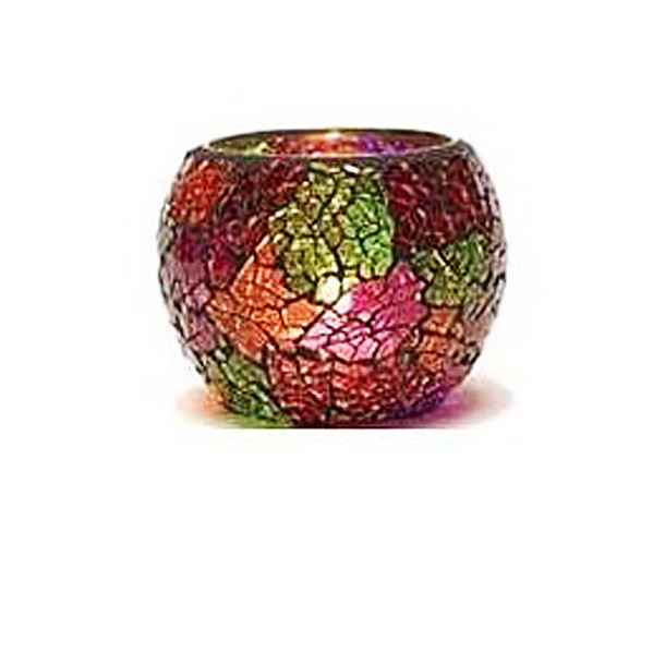 Twee stuks waxinehouders multicolour crackle glass