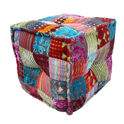 Poef multi colour patchwork 45 x45x45 cm