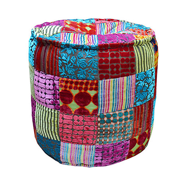 Poef multi colour patchwork doorsnede 42 cm hoogte 45 cm