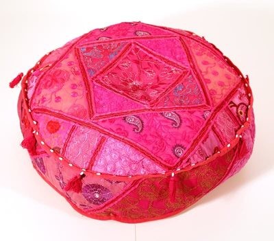 poef roze rond model - 15 cm laag model