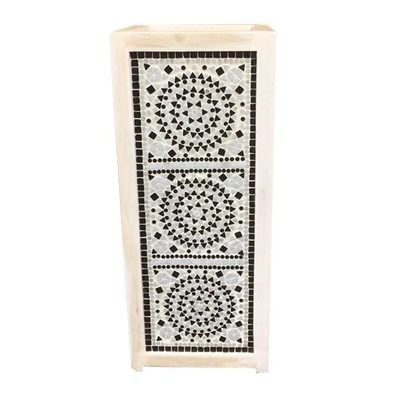 vloerlamp mozaïek zwart-wit met whitewashed hout 60 cm vloerlamp mozaïek zwart-wit met whitewashed hout 60 cm