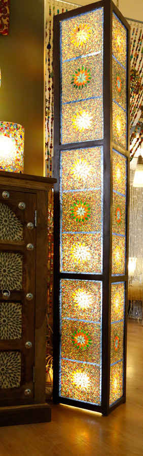 vloerlamp kralen & mozaïek multi colour / hout unfinished 180 cm