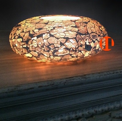 Waxinehouder model ufo transparant broken glass