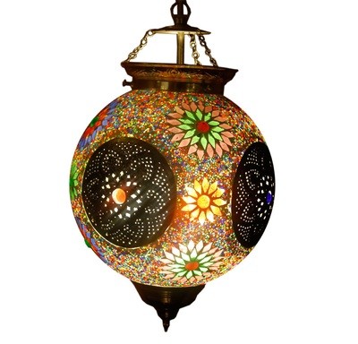hanglamp bol multi colour mozaïek turkish design beads & triangles & iron hanglamp bol multi colour mozaïek turkish design beads & triangles & iron