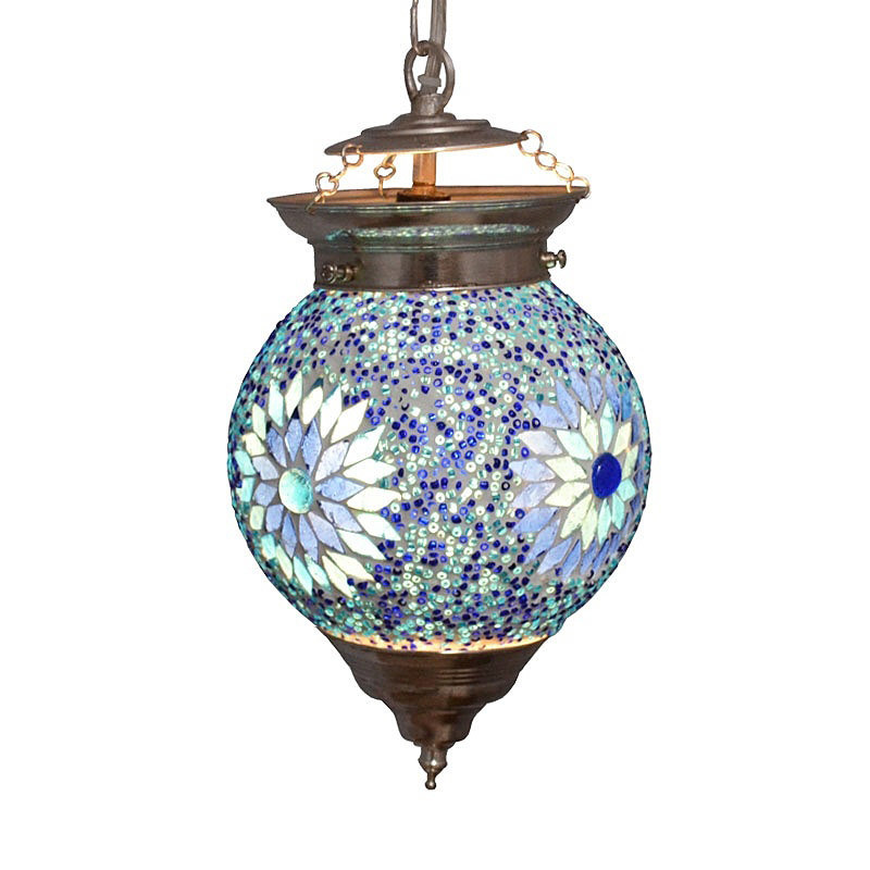 hanglamp bol mozaïek turkish design beads blauw