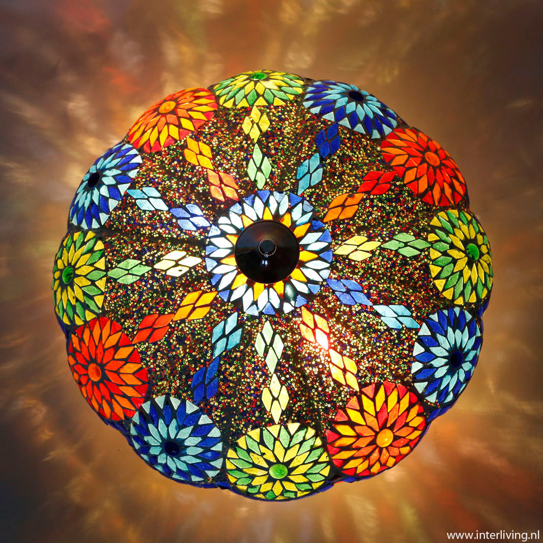 plafonnière mozaïek met kralen Ø 36 cm - multi colour - model meloen