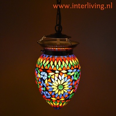 oosterse kleine hanglamp papaja mozaïek - Turkish design multi colour oosterse kleine hanglamp papaja mozaïek - Turkish design multi colour