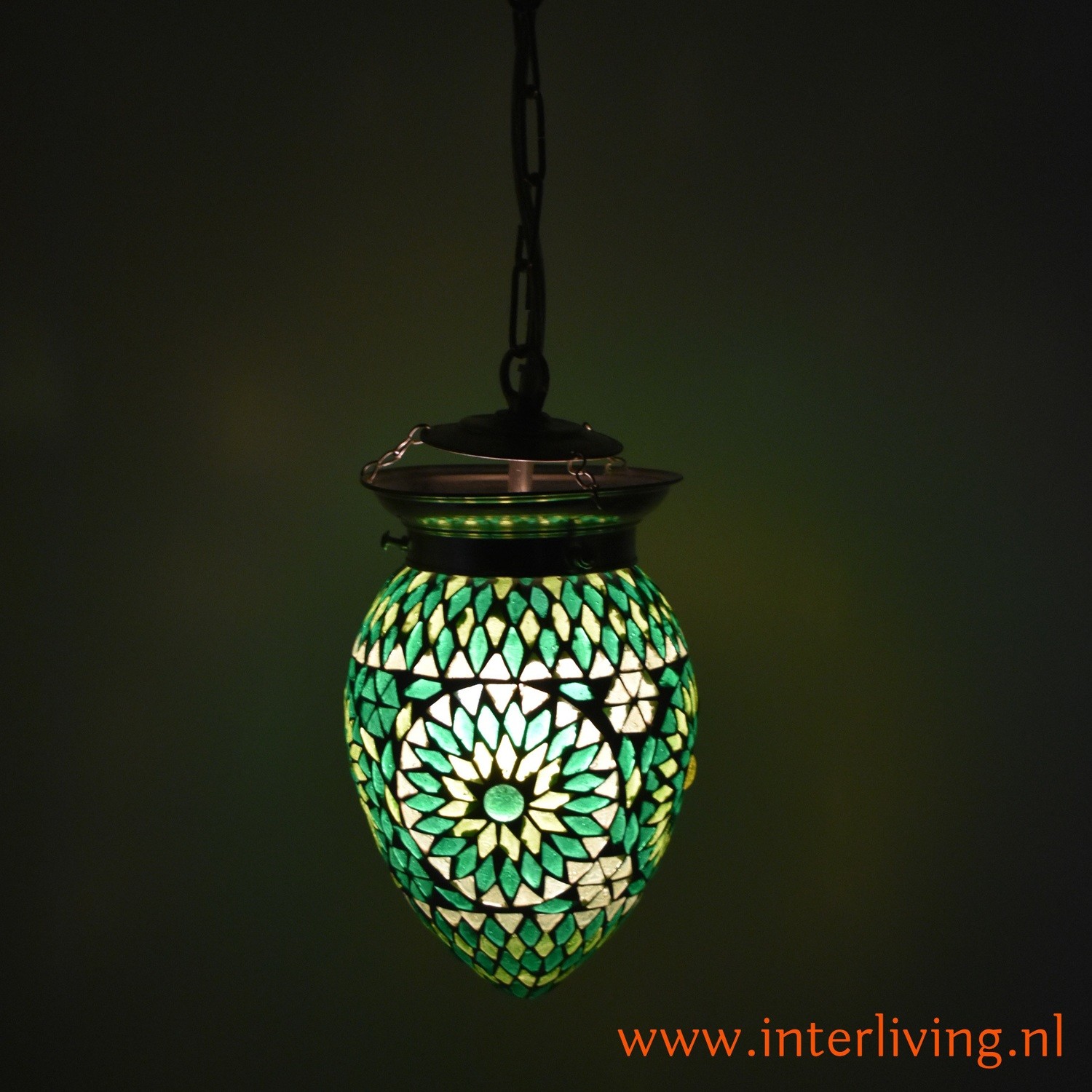 oosterse kleine hanglamp - papaja mozaïek Turkish design groen