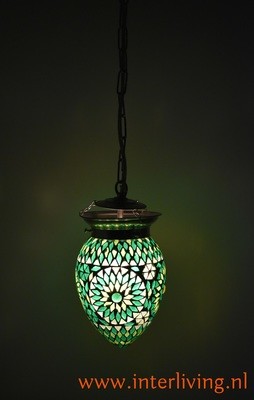 oosterse kleine hanglamp - papaja mozaïek Turkish design groen