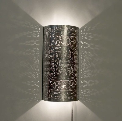 Wandlamp langwerpig vintage zilverlook filigrain style Wandlamp langwerpig vintage zilverlook filigrain style