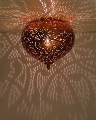 Plafondlamp druppel model met filigrain - verweerd vintage koper stijl